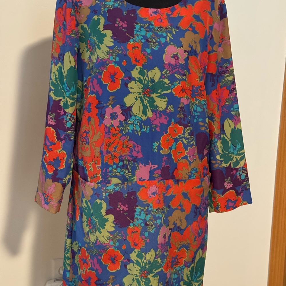 J. Crew Floral Mini Dress - Blue, Red, and Green